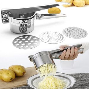 Fruit Groente Gereedschap Aardappelstampers Ricers Keuken Koken Roestvrij Staal Druk Modder Puree Pers Maker Knoflookpers 221104208x