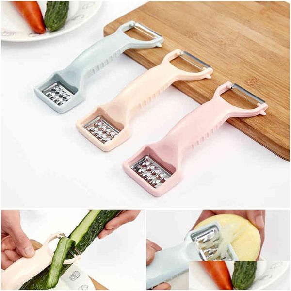 Herramientas de frutas y verduras Pp Peeler Verduras Peladoras de papas Accesorios de cocina de dos cabezas Herramienta Cocinas Suministros Frutas Cuchillo Skin-P Dh3Fw