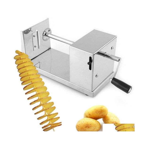 Herramientas de frutas y verduras Venta Tornado Cortador de patatas Hine Espiral Corte Chips Accesorios de cocina Cocina Chopper Chip Drop Delivery Dhmhv