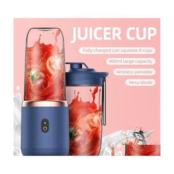 Frutas Herramientas Vegetales Pequeño Exprimidor Eléctrico 6 Cuchillas Taza Portátil Jugo Matic Batido Licuadora Hielo Crushcup Gota Entrega Inicio Gar Dhj9A