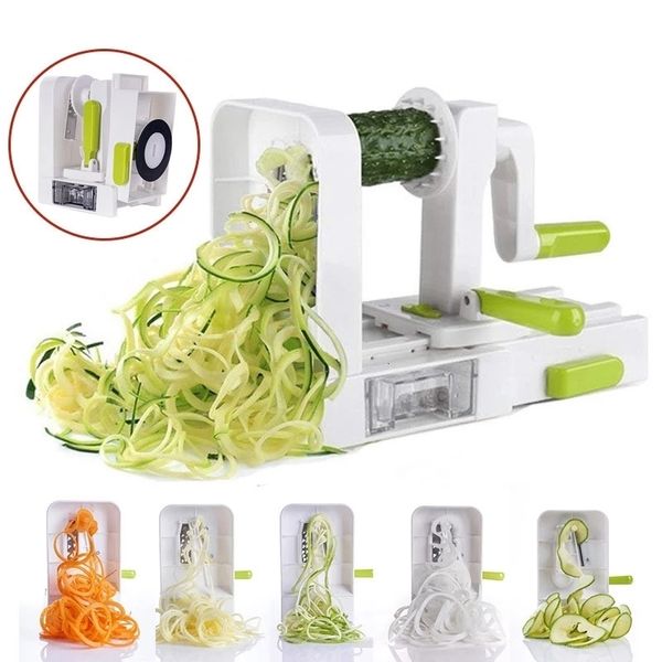 Herramientas de frutas y verduras Cortador de verduras en espiral Cuchillas giratorias Cortador Veggie Spaghetti Máquina de pasta Herramientas de ensalada Accesorios de cocina 230511