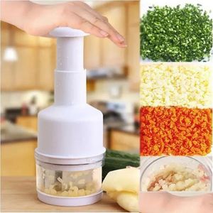 Herramientas para frutas y verduras Acero inoxidable Añadir Abs Mano Prensas de ajo Picadora Dispositivo multifunción Cortador de cebolla Herramienta de corte de cocina Dro D Dhyly