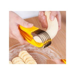 Fruits Légumes Outils Coupe-banane en acier inoxydable Sau Slicer Salade Sundaes Cuisine Accessoires de cuisine Gadgets Drop Delivery Hom Dhjbu