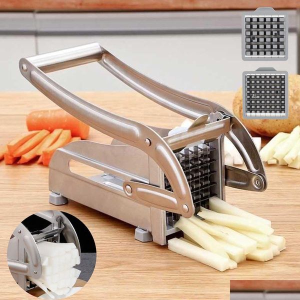 Outils de fruits et légumes en acier inoxydable coupe-frites coupe-pommes de terre trancheuse multifonction avec 2 lames pour la cuisson des tomates 230728 Drop Ot0Ex