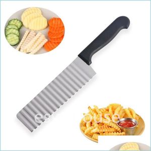 Outils de fruits et légumes en acier inoxydable Chip Slicer Pâte Légumes Fruits Outils Crinkle Wavy Français Fry Cutter Chopper Drop D Dhlyj