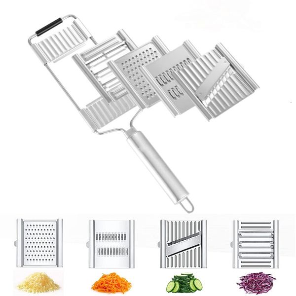 Outils de fruits et légumes Trancheuse de légumes en acier inoxydable Râpe à fromage à main Multi Chopper de fruits Lames réglables Shredder Cutter Outils de cuisine 230328