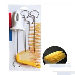 Herramientas de frutas y verduras Tornado Patata Cortador en espiral Manual Slicer French Fry Tower Haciendo Twist Shredder Cocina Drop Delivery Home Gar Otknr