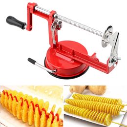 Fruitgroentegereedschap Twisted Potato Apple Slicer Groente Spiralizer Roestvrij staal Handmatige Spiral French Cutter Kookgereedschap 230328