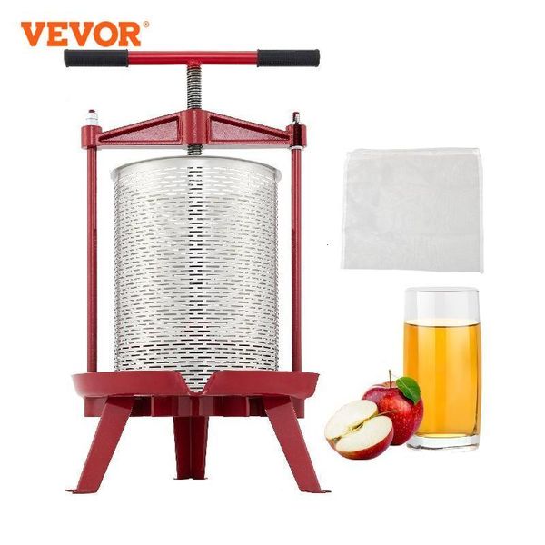 Herramientas de frutas y verduras Manual de prensa de vino VEVOR para hacer 1.3 2.4 3.7Gal 5 9 14L Cesta de acero inoxidable Uva de plata roja 230727