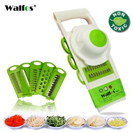 Utensílios para frutas e vegetais WALFOS Mandolina Descascador Ralador Cortador de Legumes Ferramentas com 5 Lâminas Ralador de Cenoura Cebola Fatiador de Legumes Acessórios de Cozinha 230417