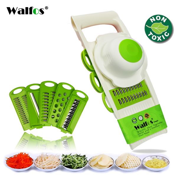 Fruits Légumes Outils WALFOS Mandoline Éplucheur Râpe Légumes Cutter avec 5 Lame Carotte Oignon Trancheuse Cuisine Accessoires 230731