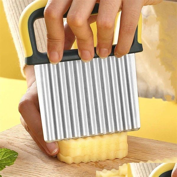 Herramientas de frutas y verduras Cortador ondulado Cuchillo Cortador ondulado de acero inoxidable Gadget de cocina creativo para patatas Zanahoria Pepino Corte Mhy0 OT2NV