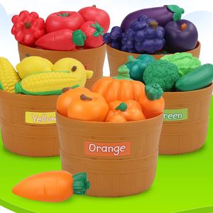Fruit Groente met Opslag Emmer Fantasiespel Set Speelgoed Montessori Kleur Simulatie Voedsel Cadeaus voor Kinderen 240112