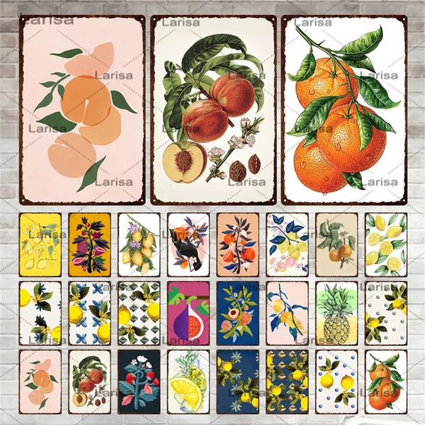 Affiche en métal de fruits, plaque de citron orange, plaque en fer blanc vintage, art mural pour jardin, cuisine, ferme, restaurant, décoration de grotte d'homme, peinture en fer rétro, taille 30 x 20 cm w01