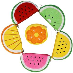 Estuches de lápices de frutas, monedero de felpa para niños, monederos pequeños con cremallera, billetera para mujer, bolsas para dinero DD241