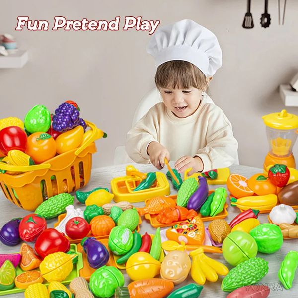 Fruits Modèle Vegetable Kitchen Fitend Play Cutting Toys Childrens Cooking Simulation Food Cadeau de Noël pour les enfants pour les enfants 240416