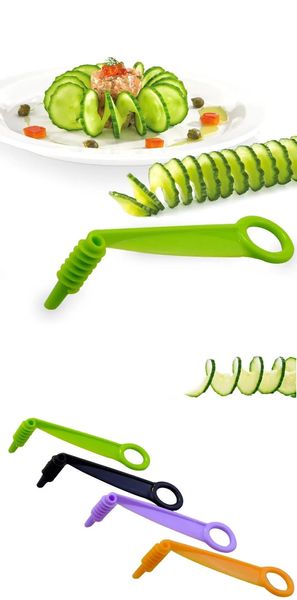 Herramientas para frutas y verduras, cortador en espiral de pepino, rebanador giratorio para frutas y verduras, dispositivo de corte multifunción, cuchillo para picar creativo