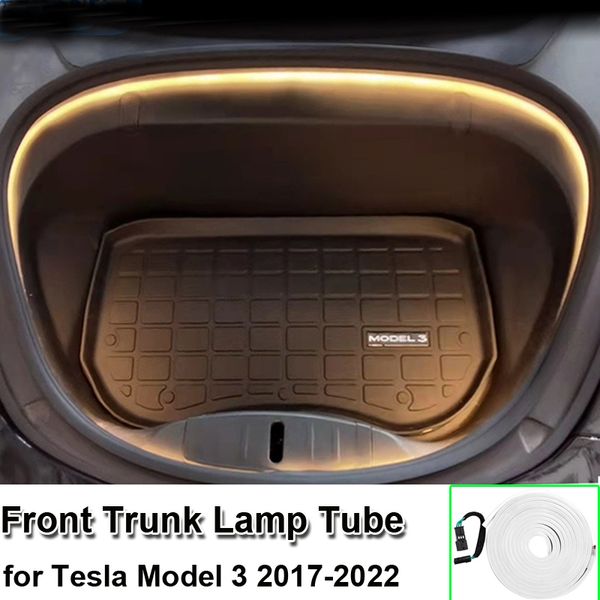 Barra de luz Frunk para Tesla modelo 3 Y luz delantera del maletero modelo 3 2017-2022 accesorios decorativos interiores modelo Y tubo de lámpara LED Frunk