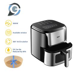 Fryers 6,8 L de grande capacité Visible Smart Automatic Multifonction en acier inoxydable 1600W Four de fryer à air électrique avec écran