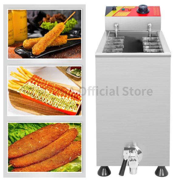 Fryers Commercial Automatic 25 / 21L Grave Capacité Hot Dog Sticks Fryer Electric Deep Coréen Corn Dog Machine de collation Fryer Machine