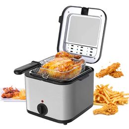 Fryers Kitchen 2,5 L Electric Fryer Houseer Small 1000W High Power multiple Fonction en acier inoxydable Fryer Kebab French Fries Machine