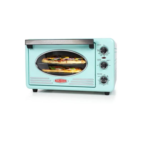 Fryers Nostalgia RTOV2AQ Hover Image pour zoom rétro 1500 W Aqua 12Slice Convection Gain Toaster avec minuterie intégrée