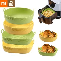 Friteuse Xiaomi Youpin Air Fryers Oven Baking Tray Airfryer Silicone Basket Siliconen Mold Pizza Mat Round Grill Pan Air Friteuse Accessoires