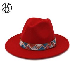 FS 2020 laine Jazz Fedora chapeaux décontracté hommes femmes avec large bord ruban bande feutre Trilby casquette blanc rose jaune Panama Hat186p