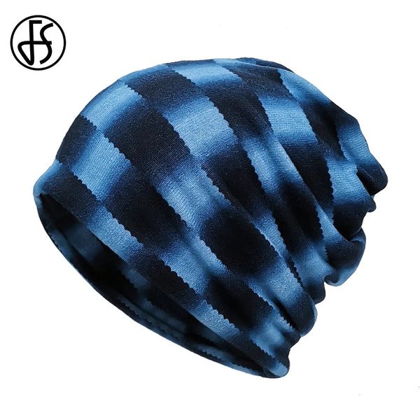 FS American Street Style bleu Plaid Hip Hop casquette femmes double usage anneau écharpe décontracté chaud Slouchy bonnets pour hommes Gorro Mujer 240124