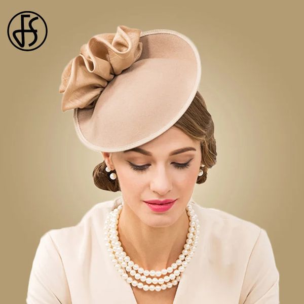 FS British Hats Femmes Fascinateur Pour L'église 100% Laine Pillbox Chapeau Noir Feutre Fedora Vintage Fleur De Mariage Dames Derby Chapeau 231225