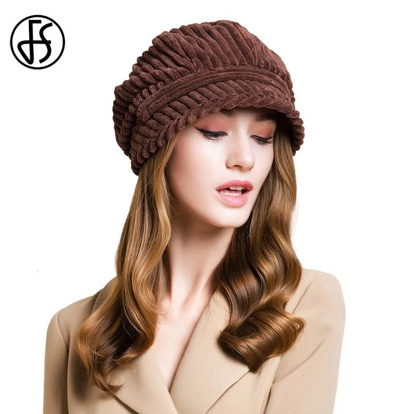 FS Brown Beret Chapeaux pour femmes beige octogonal chapeau mode polyvalent