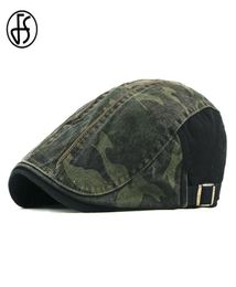 Fs camouflage bérets chapeau pour hommes femmes capuchons de chevrons coton coton coton casquette chauve