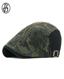 FS Camouflage Berets Chapeau pour hommes Femmes Caps de chevrons lavés Coton Cap Capbie Ivy Flat Hat Ajustement printemps Summer3031027