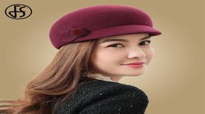 FS Fashion Wool Beret chapeau pour femmes chauds hivernaux noirs en feutre de feutre britanniques British Berets Lady Couleur solide Salouchy Autumn Hats Femme2449059