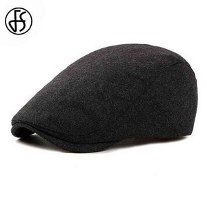 Fs feutre béret chapeau pour hommes femmes automne hiver Style britannique noir casquette plate bérets Vintage couleur unie casquette visière casquettes J220722