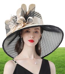 Fs roxo senhoras fascinator chapéus casamento para mulheres flor grande borda larga fedora organza chapéu igreja 2112278619512