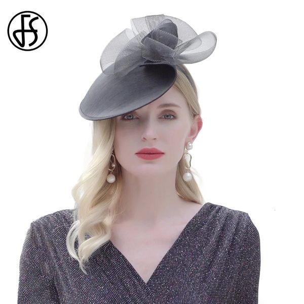 FS Sinamay Chapeaux pour femmes fascinatrice chic Elegant Church Pillbox Cap Fedoras Robe de mariée nuptiale MILLERY 240401