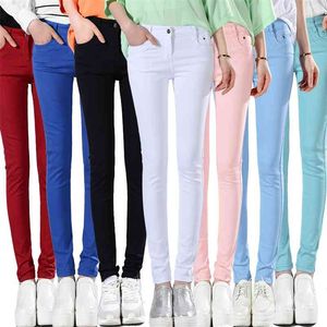 FSDKFAA Koreaanse stijl plus size zomer broek skinny snoep kleuren potlood broek casual slanke broek stretch zwarte leggings 210721