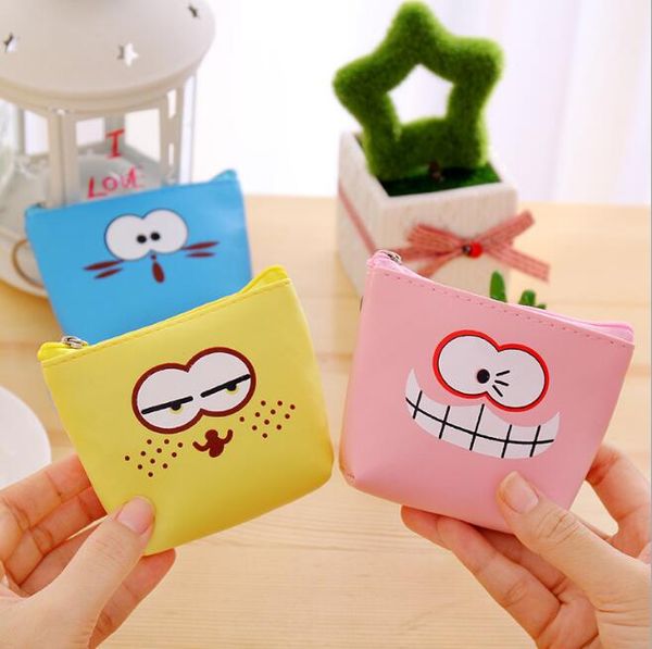 Fshion monederos para bebés Pu niños llavero estilo coreano expresión divertida cambio monedero lindo niños billetera de silicona