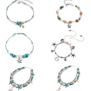 Fshion Jewelry Natural Gemstone Turquoise Beads Bracelets de cheville pour femmes Accessoires Cadeau