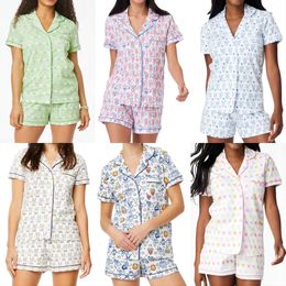 Designer mignon rouleau lapin pyjamas ensemble Y2k singe préfabriqué impression 2 pièces pyjama ensemble haut court chemises à manches courtes pyjama shorts ensemble vêtements décontractés t-shirt pour femme