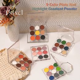FSIXCL 9 in 1 Plaat Hoogtepunt Gradiënt Effen Poeder Kleurrijke Nail Glitter voor Art Manicure DIY Pigment Stof 2023 240219