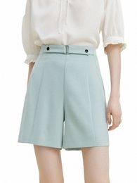 FSLE Costume Shorts pour femmes Niche Design Taille Pantalon Été Nouvellement Casual Banlieue Lâche Simple Style Solide Couleur Shorts Femme r1qK #