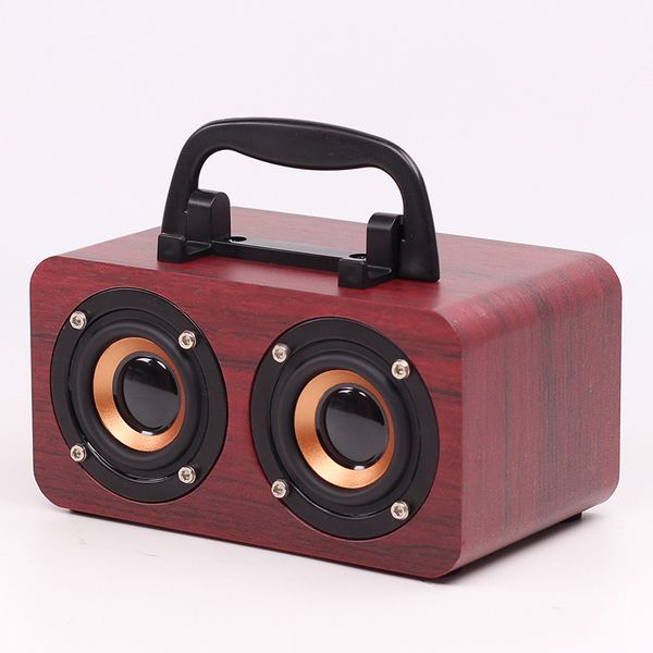 FT-4002 Altavoz Bluetooth de madera Subwoofer retro Mini altavoz inalámbrico portátil Compatible con tarjeta TF USB Stick Radio FM