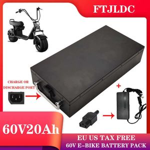La batterie FTJLDC 60V 20Ah Halley est utilisée pour le scooter électrique Citycoco pliable à deux roues, batterie au lithium 18650 + chargeur 67.2V