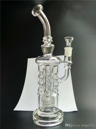 FTK Verre Torus Bong Klein Oil Rig Recycler Fumer Tuyau D'eau Joint Taille 14.4mm 10 Pouces De Hauteur