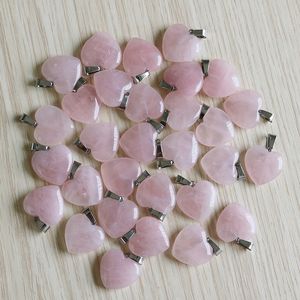 Fubaoying charme natuurlijke hartsteen hanger 30 stks / partij roze quartz crystal mode-accessoires 20mm heet verkoop voor sieraden maken 201013