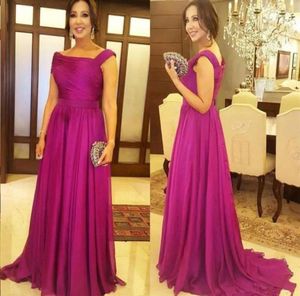 Fuchsia Elegant Mother of the Bride Robes Draped Floor Longueur plus taille Femme Evening Prom Party Robe Mother Wedding Guest Robe1275376