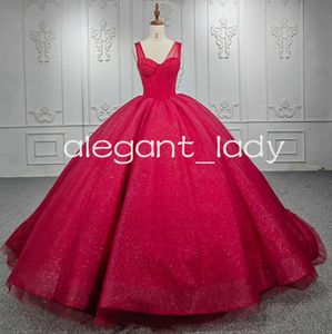 Fuchsia Hot Pink Sparkly Princess Quinceanera Dresses Gillter Pailletten Rok Parels Boebed Top Prom Vestidos Gala