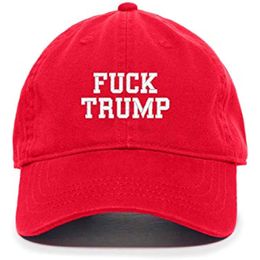 Casquette de baseball Fuck Trump MAGA Chapeau de papa réglable en coton brodé